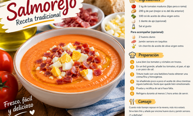 Salmorejo receta: cómo preparar un salmorejo cordobés cremoso y lleno de sabor 7 Salmorejo receta