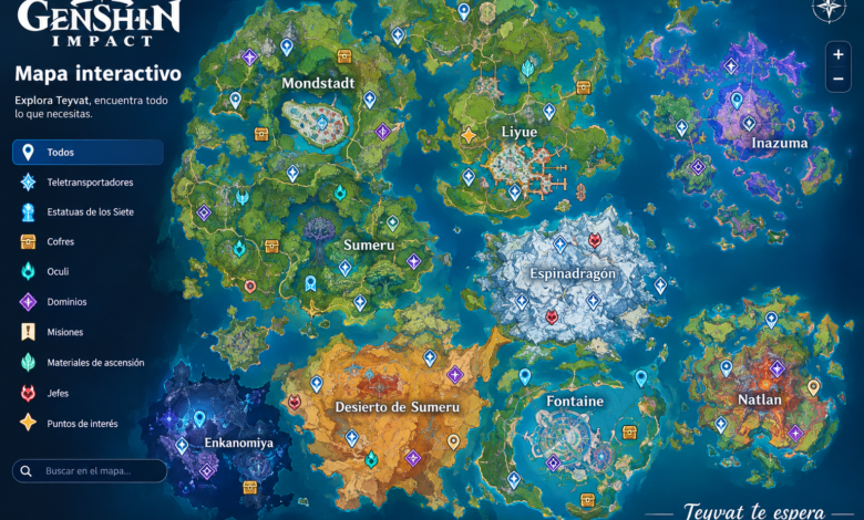 Mapa interactivo Genshin: guía completa para explorar Teyvat sin perderte 5 Mapa interactivo Genshin