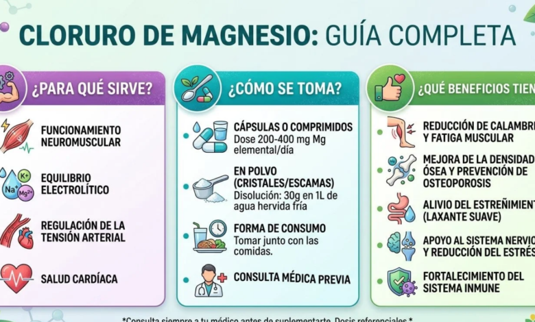 El cloruro de magnesio: ¿para qué sirve, cómo se toma y qué beneficios tiene? 7 El cloruro de magnesio